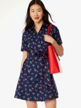 Kate Spade bow strawberry dress size L